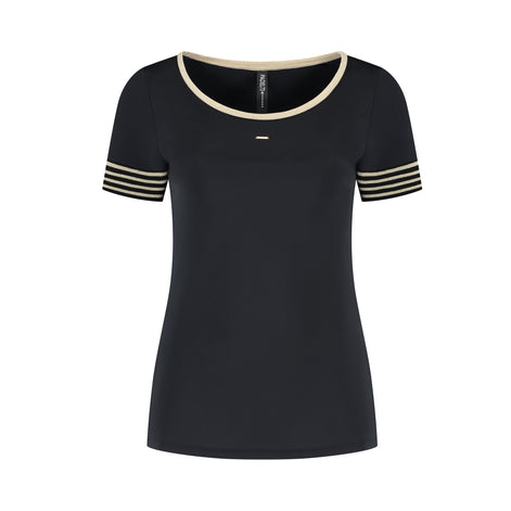 Golden Trims Round Neck - Black