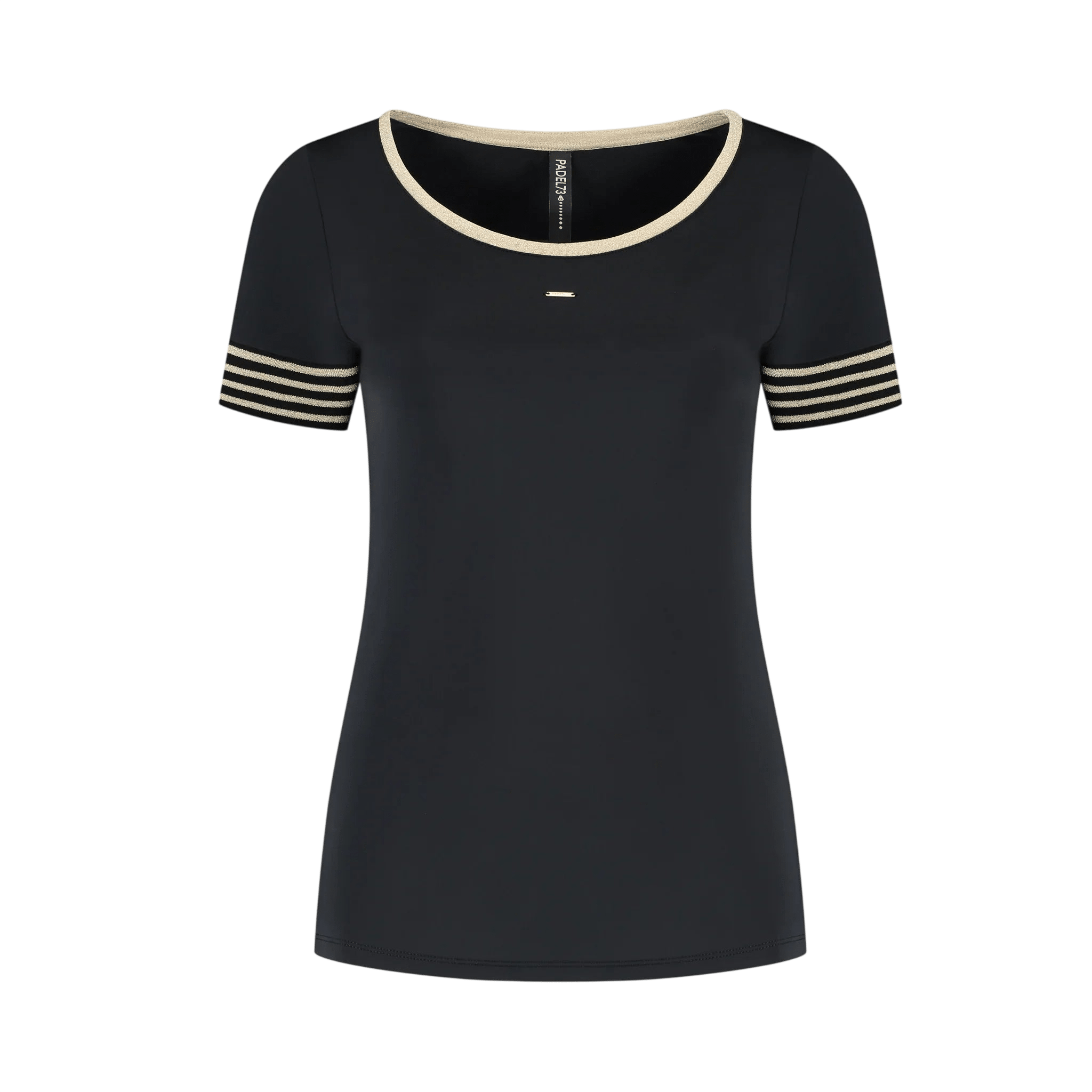 Golden Trims Round Neck - Black - Padel73