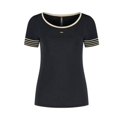 Golden Trims Round Neck - Black - Padel73